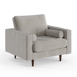 Pemberly Row Contemporary Performance Velvet Arm Chair in Silver