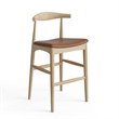 Pemberly Row Danish Design Vegan Leather Bar Height Stool in Natural