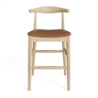 Pemberly Row Danish Design Vegan Leather Bar Height Stool in Natural