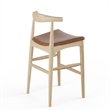 Pemberly Row Danish Design Vegan Leather Bar Height Stool in Natural