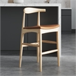 Pemberly Row Danish Design Vegan Leather Bar Height Stool in Natural