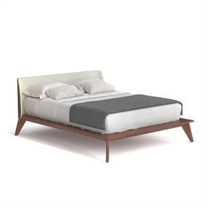 Pemberley Row Upholstered Walnut Bed Curved Low-Profile Full-Size 59&quotW x 80.25&quotD x 33.5&quotH