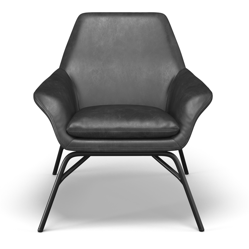 Pemberly Row Vegan Leather Accent Chair - Black Vegan Leather in Black