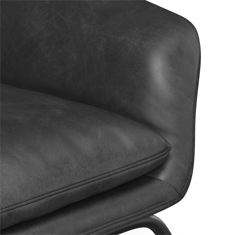 Pemberly Row Vegan Leather Accent Chair - Black Vegan Leather in Black