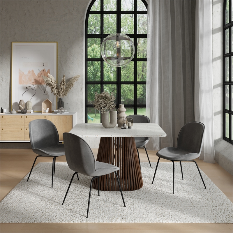 Pemberly Row Velvet Side Chairs with Black Matte Metal Legs (Set of 2)