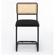 Pemberly Row Cane Back Boucle Counter Height Stool (Set Of 2) in Black