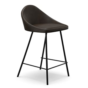 Pemberly Row Vegan Leather Counter Height Stools (Set of 2) in Tobacco