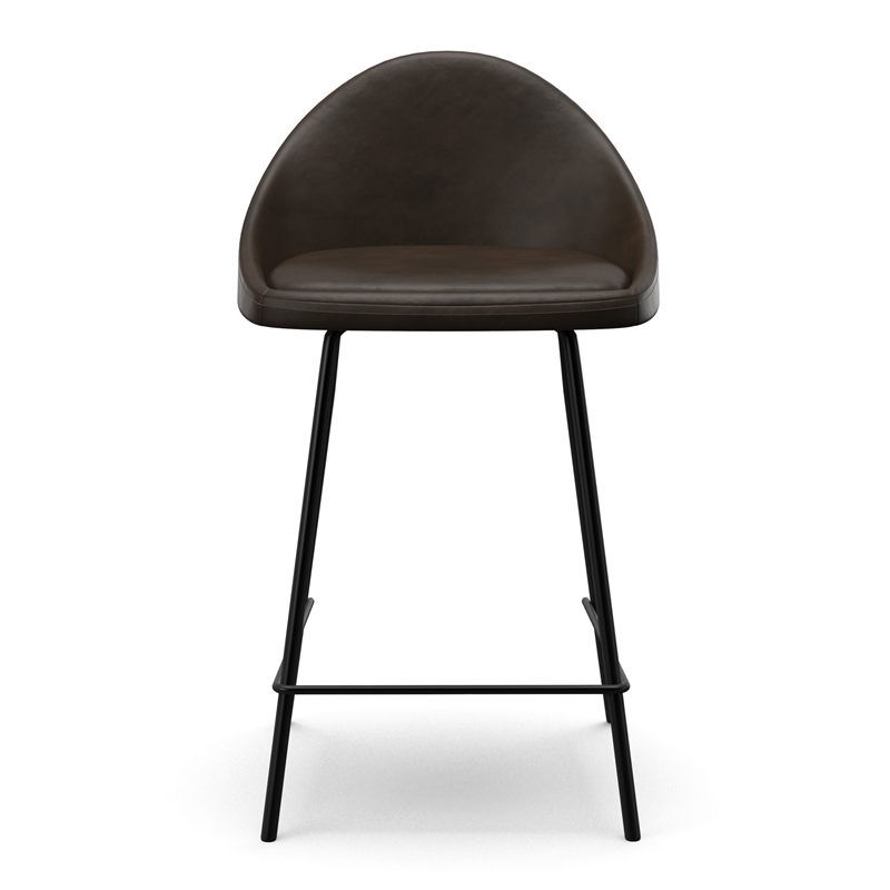 Pemberly Row Vegan Leather Counter Height Stools (Set of 2) in Tobacco