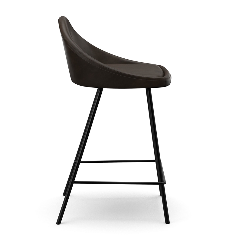 Pemberly Row Vegan Leather Counter Height Stools (Set of 2) in Tobacco