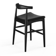 Pemberly Row Danish Design Vegan Leather Counter Height Stool in Black