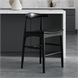 Pemberly Row Danish Design Vegan Leather Counter Height Stool in Black