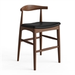 Pemberly Row Danish Design Vegan Leather Counter Height Stool in Walnut