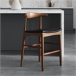 Pemberly Row Danish Design Vegan Leather Counter Height Stool in Walnut