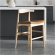 Pemberly Row Danish Design Vegan Leather Counter Height Stool in Natural
