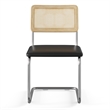 Pemberly Row Cane Back Fabric Side Chair (Set Of 2) in Black and Midnight