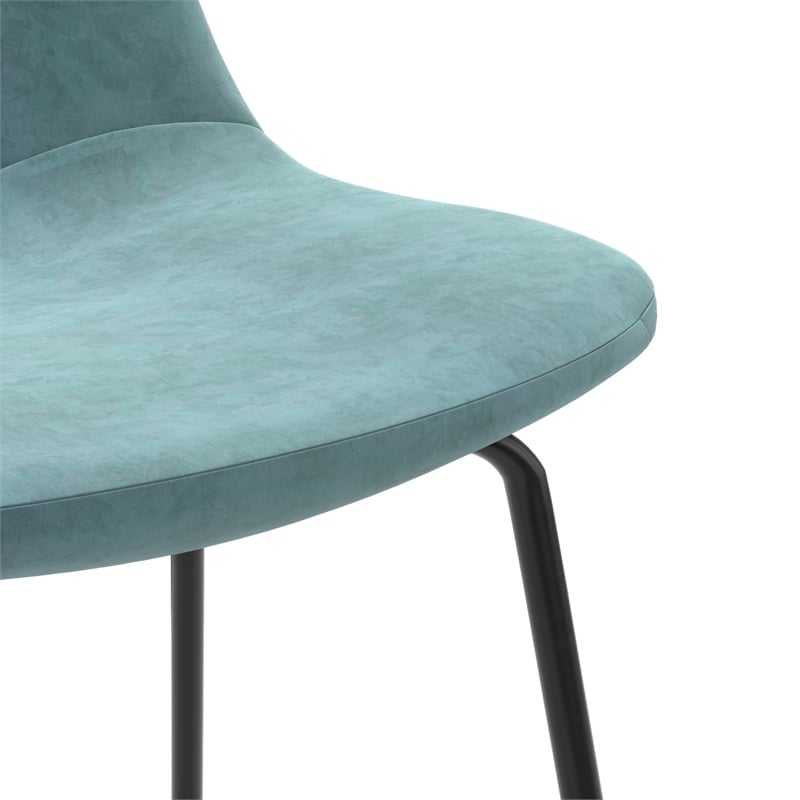 Pemberly Row Velvet Performance Counter Height Stools (Set of 2) in Ocean