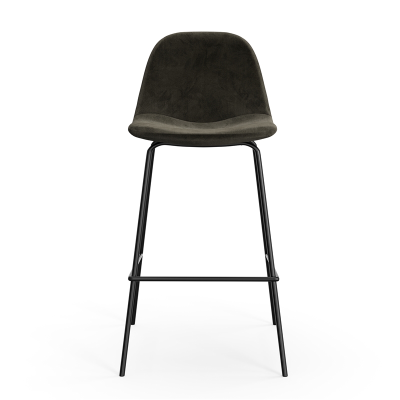 Pemberly Row Velvet Performance Counter Height Stools (Set of 2) in Smoke