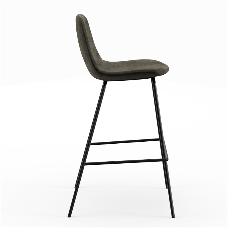 Pemberly Row Velvet Performance Counter Height Stools (Set of 2) in Smoke