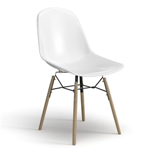 Pemberly Row Molded Plastic Contoured Seat Side Chairs (Set of 2) in White