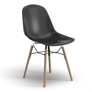 Pemberly Row Molded Plastic Contoured Seat Side Chairs (Set of 2) in Black