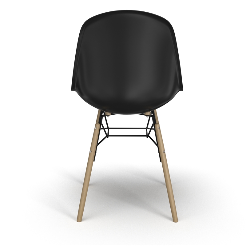 Pemberly Row Molded Plastic Contoured Seat Side Chairs (Set of 2) in Black