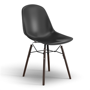 Pemberly Row Molded Plastic Contoured Seat Side Chairs (Set of 2) in Black