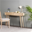 Pemberly Row Solid Wood with Natural Woven Cane Two-Drawer Desk in Natural