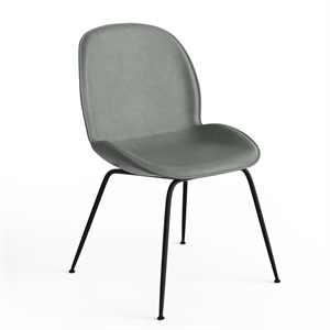 Pemberly Row Vegan Leather Side Chairs - Black Matte Metal Legs (Set of 2)