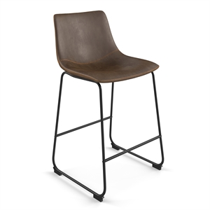Pemberly Row Counter Height Stool with Black Frame (Set of 2) in Dark Wood
