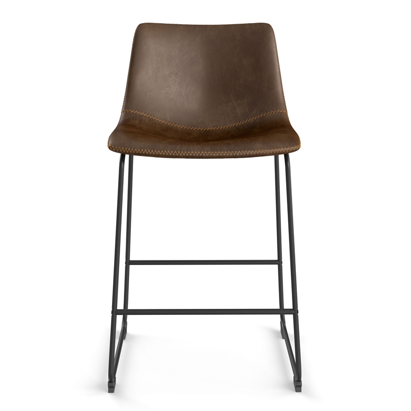 Pemberly Row Counter Height Stool with Black Frame (Set of 2) in Dark Wood