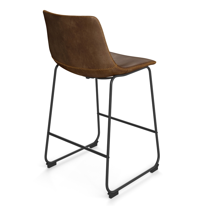 Pemberly Row Counter Height Stool with Black Frame (Set of 2) in Dark Wood
