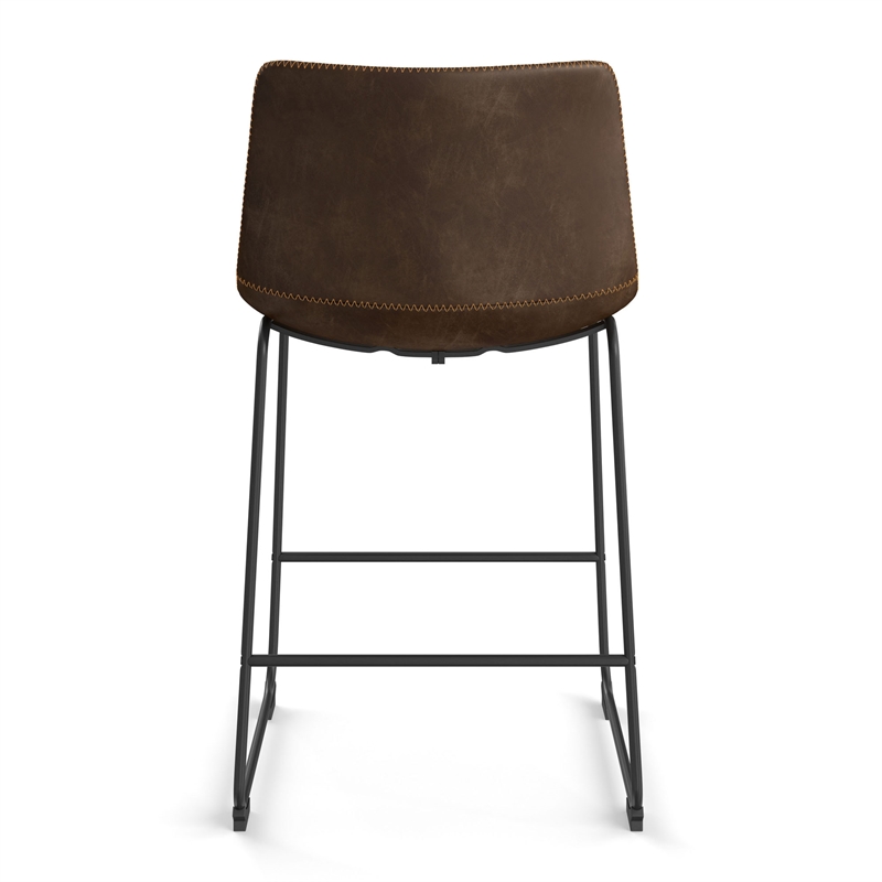 Pemberly Row Counter Height Stool with Black Frame (Set of 2) in Dark Wood