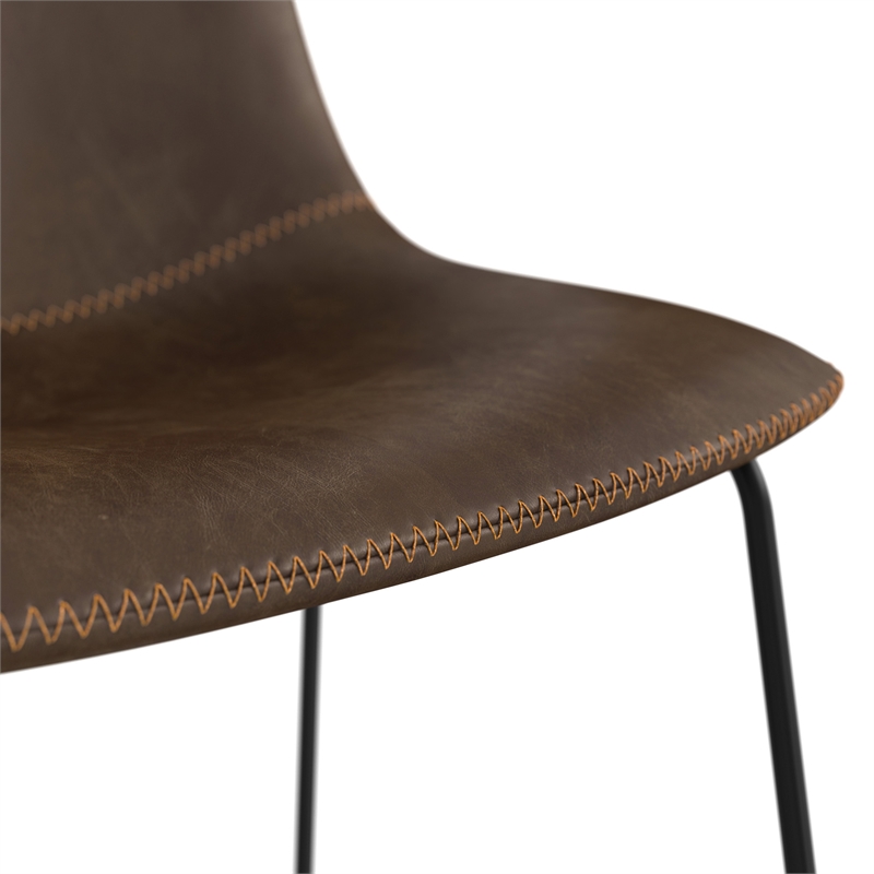 Pemberly Row Counter Height Stool with Black Frame (Set of 2) in Dark Wood