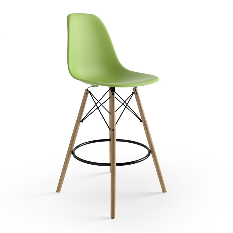 Pemberly Row Molded Plastic Seat Counter Height Stools (Set of 2) in Green