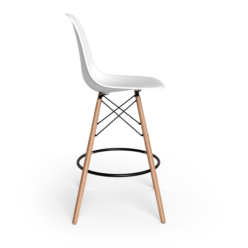 Pemberly Row Molded Plastic Seat Counter Height Stools (Set of 2) in White