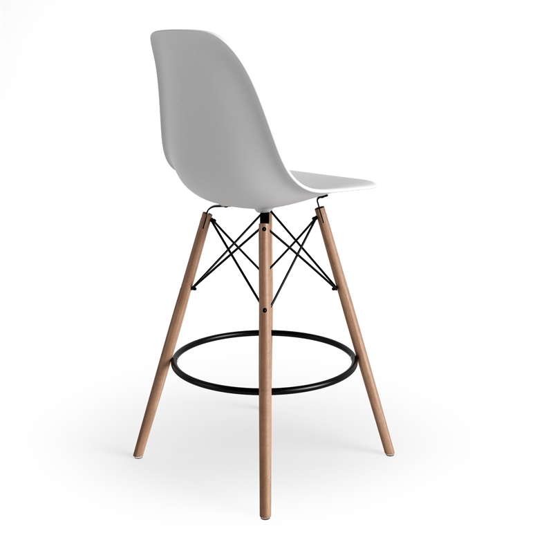 Pemberly Row Molded Plastic Seat Counter Height Stools (Set of 2) in White