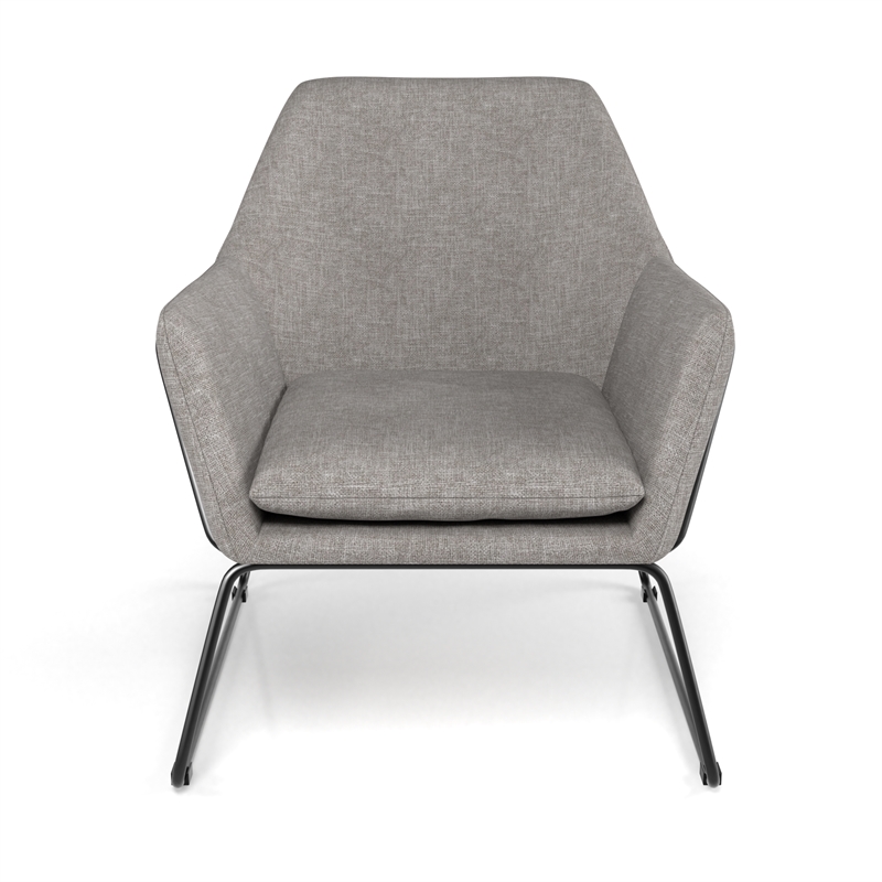 Pemberly Row Fabric Accent Chair with Black Powder Coated Sled Base in Beige