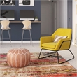 Pemberly Row Velvet Accent Chair with Black Powder Coated Sled Base in Mustard