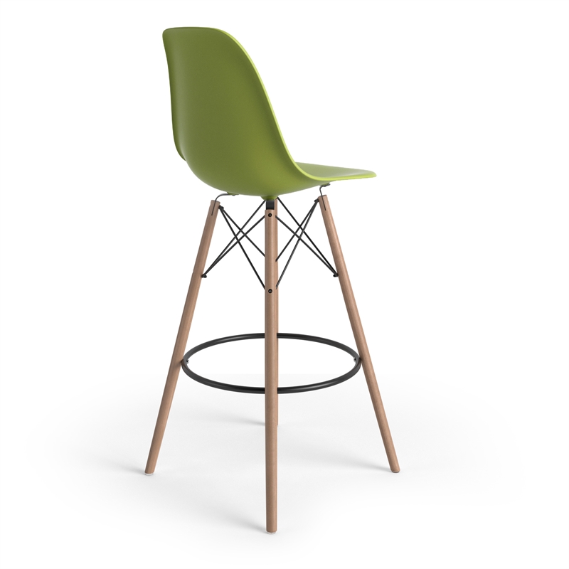 Pemberly Row Durable Molded Plastic Seat Bar Height Stools (Set of 2) in Green