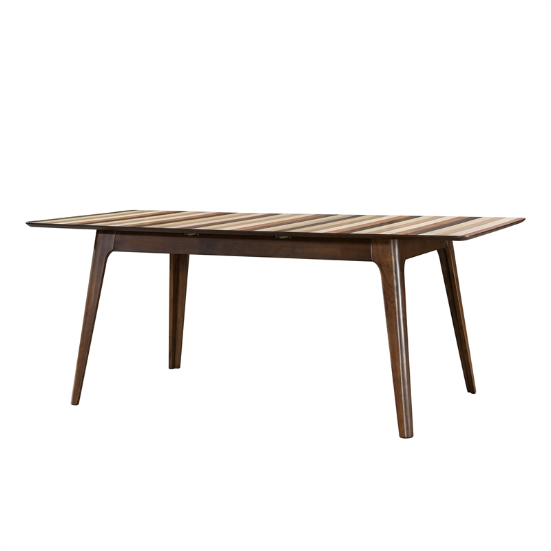 Pemberly Row Extendable Multi-Colored Tonal Striped Dining Table in Multicolor