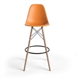 Pemberly Row Durable Molded Plastic Seat Bar Height Stools (Set of 2) in Orange