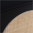 Pemberly Row Circle Solid Wood with Natural Woven Cane Two-Door Cabinet in Black