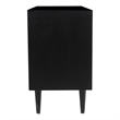 Pemberly Row Circle Solid Wood with Natural Woven Cane Two-Door Cabinet in Black