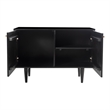 Pemberly Row Circle Solid Wood with Natural Woven Cane Two-Door Cabinet in Black