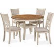 Pemberly Row Solid Wood 5Pc Dining Set in White/Brown Bisque