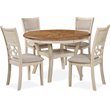 Pemberly Row Solid Wood 5Pc Dining Set in White/Brown Bisque