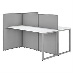 Pemberly Row 60W 2 Person Engineered Wood Cubicle Desk with 45H Panels in White