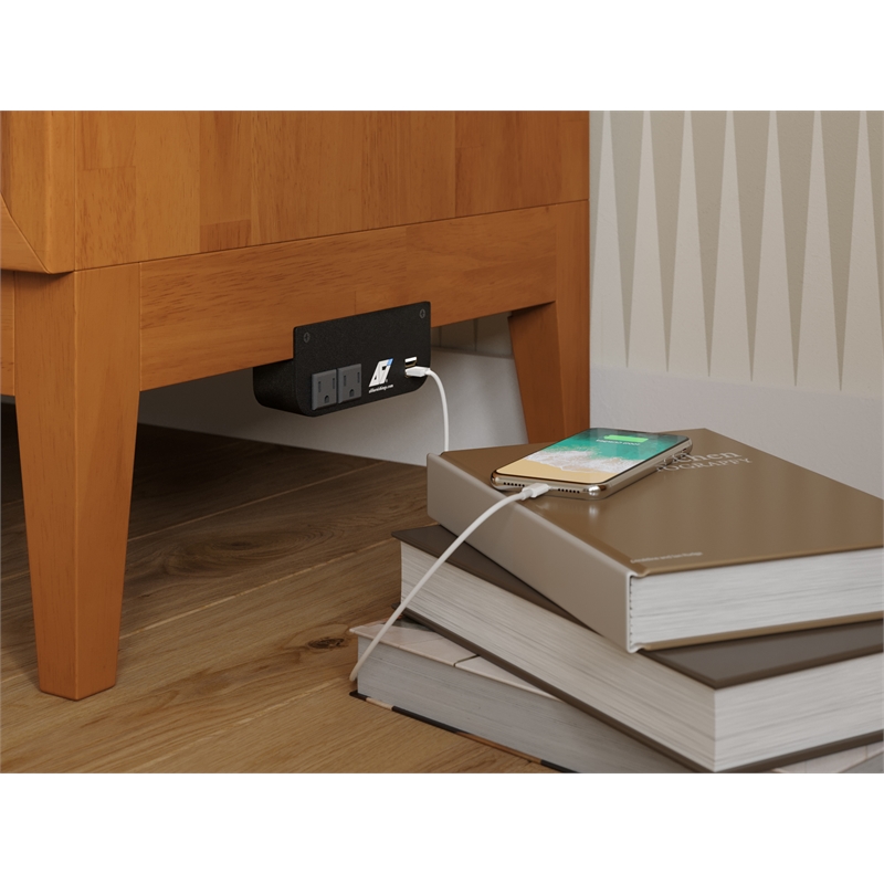 Pemberly Row Twin Murphy Bed Chest w/ Mattress & Built-in Charger - Light Toffee