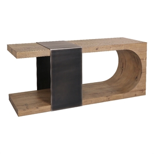 Pemberly Row Transitional Wood Console Table in Natural Brown
