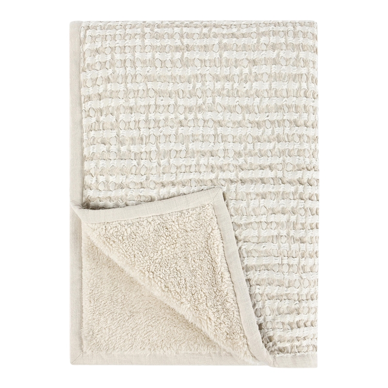 Pemberly Row Contemporary Cotton Linen Blend Beige Throw Blanket